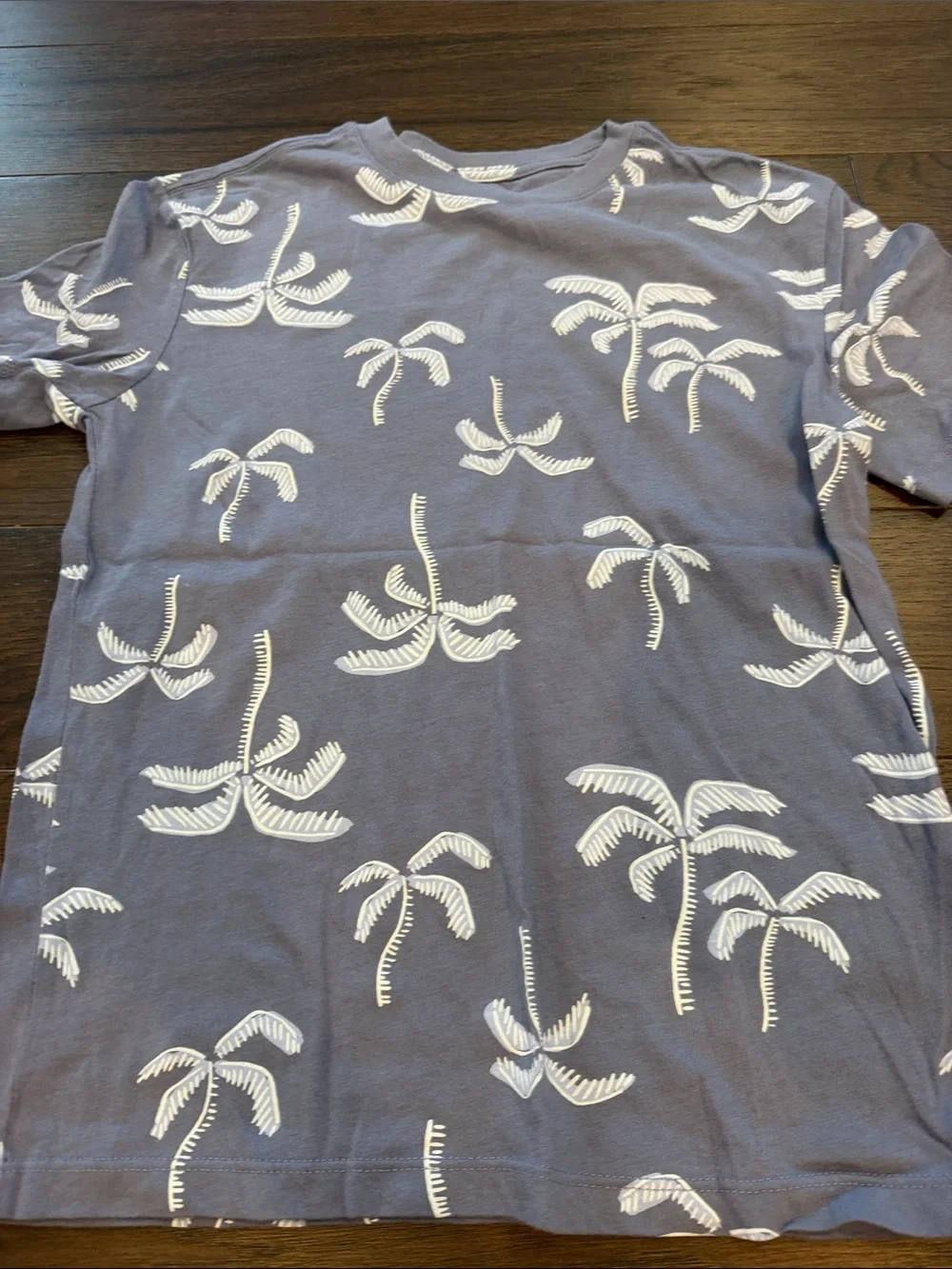 Old Navy Blue Palm Print Short Sleeve Tee Size Large 10/12 - P36